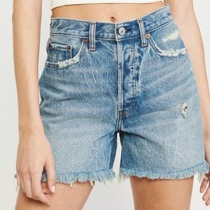 Abercrombie: High Rise Mid Length Denim Shorts